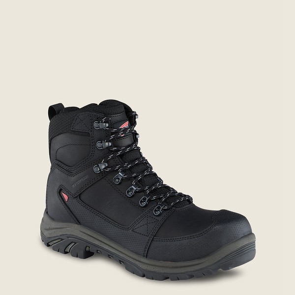 Red Wing Safety Boots Black - Mens Trades - 6-inch Side-zip Waterproof Toe - 7028-EGVIW